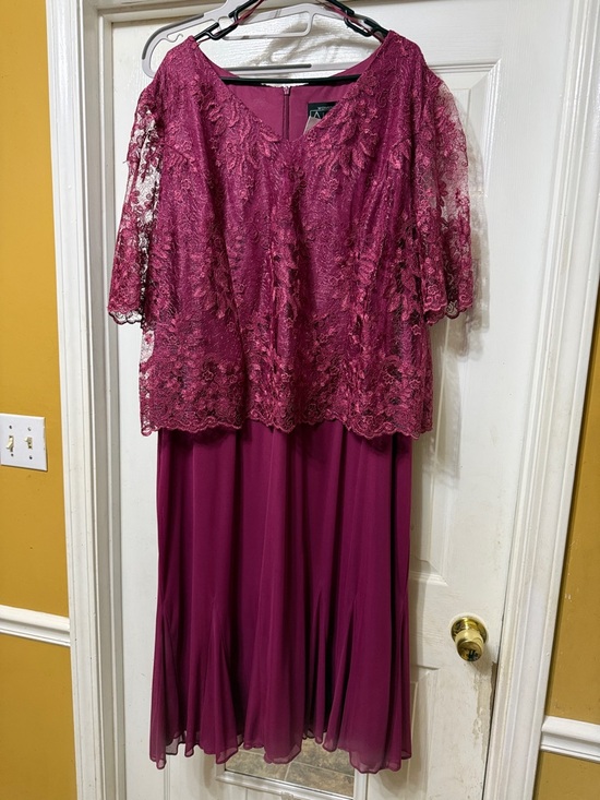 Alex Evenings Dresses & Skirts - Elegant Lace Overlay Chiffon Dress in Deep Berry